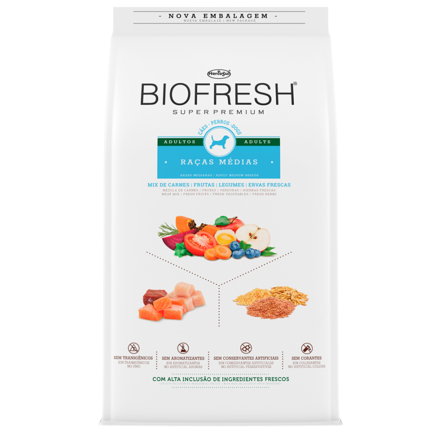 Ingredientes frescos: pollo, pescado, frutas y granos nobles en Biofresh Adulto