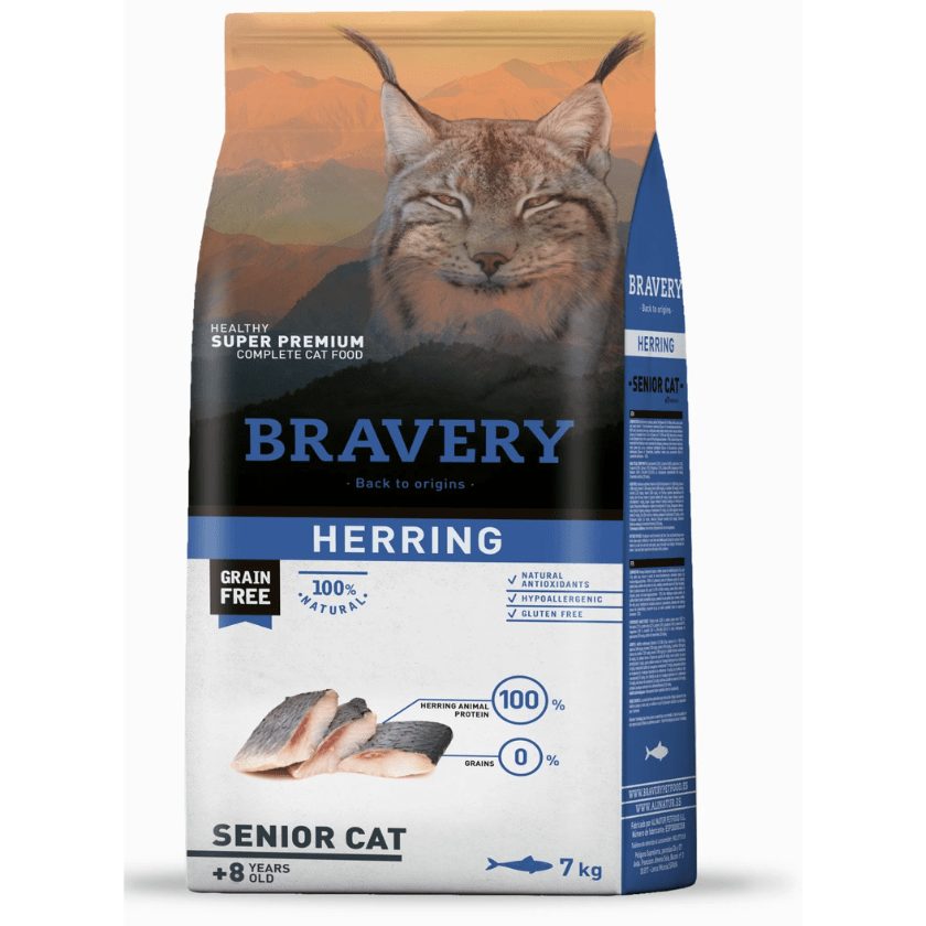 Alimento Senior Bravery Herring para Gatos +8 Años