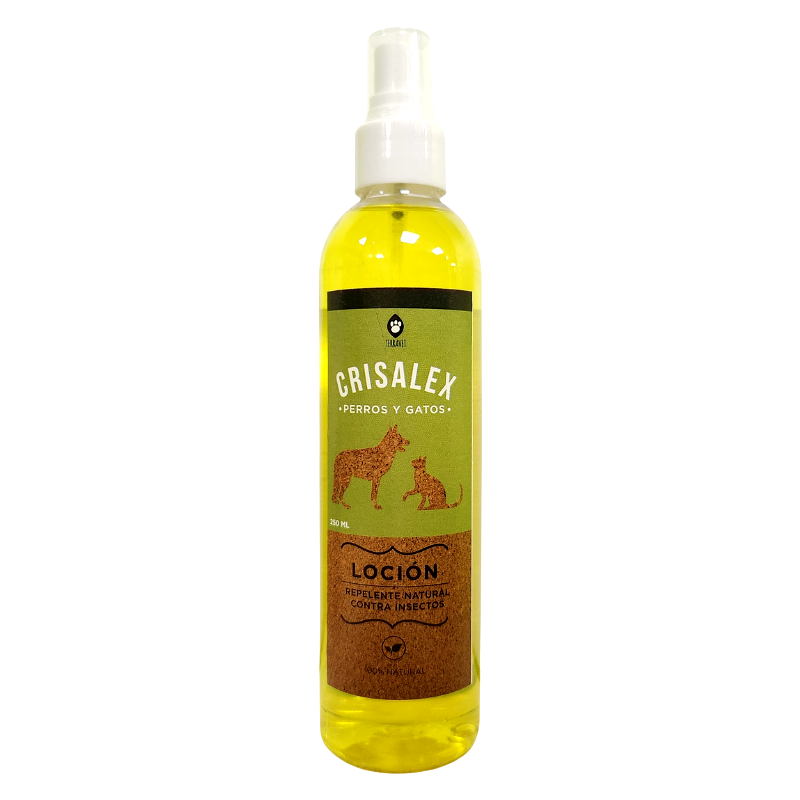 Loción repelente natural para mascotas con crisantemo