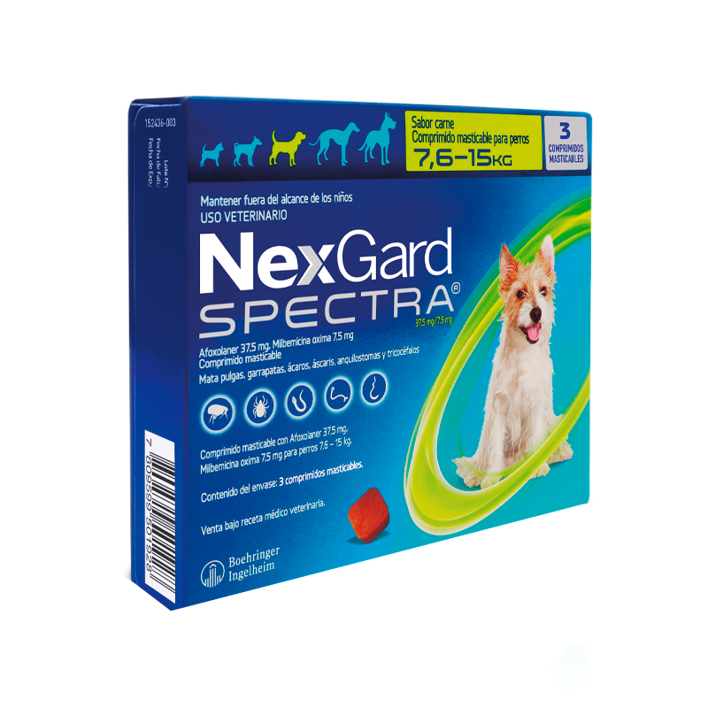 NEXGARD SPECTRA 7,6 A 15 KG 3 COMPRIMIDOS – Pet Happy