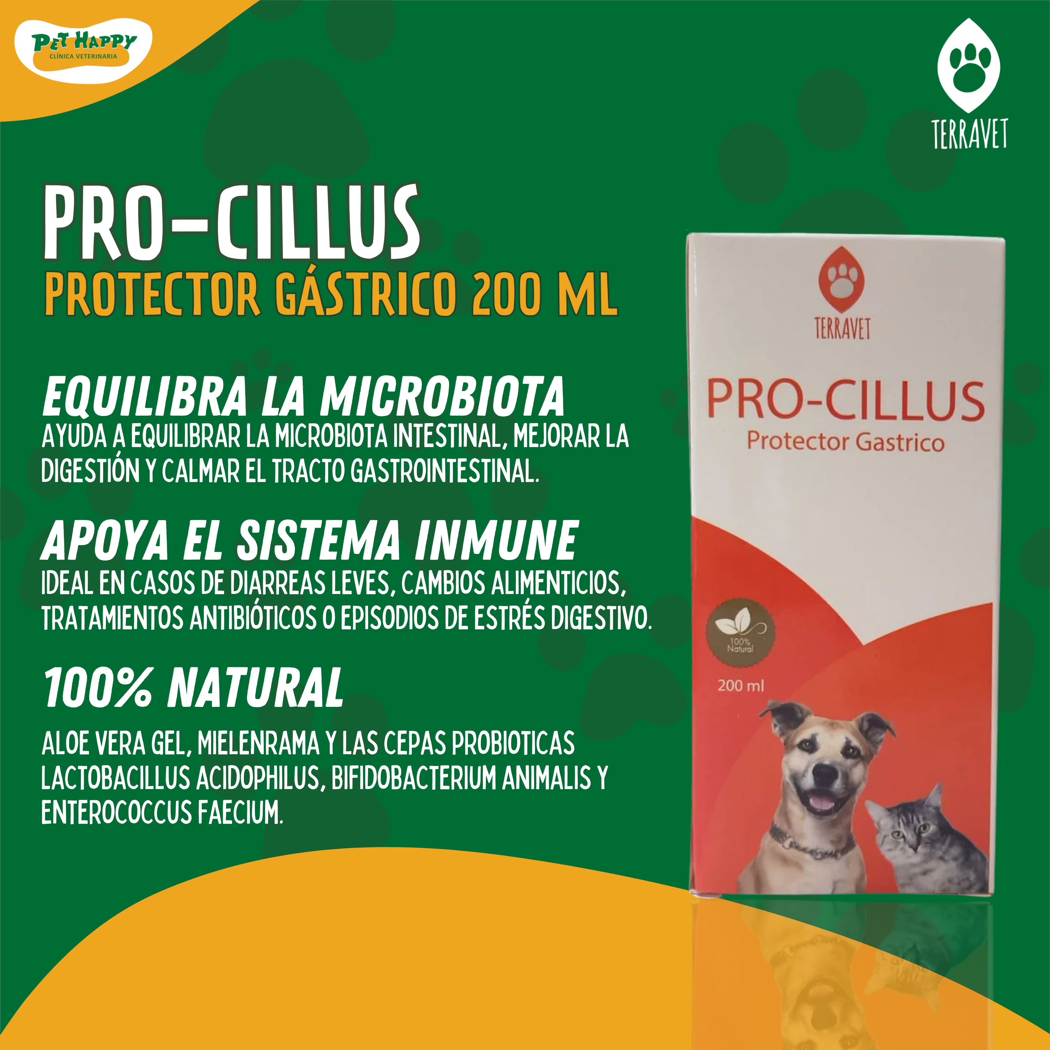 PRO-CILLUS – Protector Gástrico Natural para Mascotas