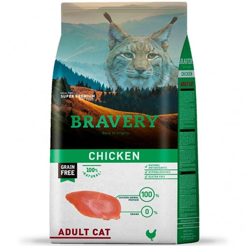 BRAVERY Chicken Adult Cat: Fórmula hipoalergénica y monoproteica para gatos