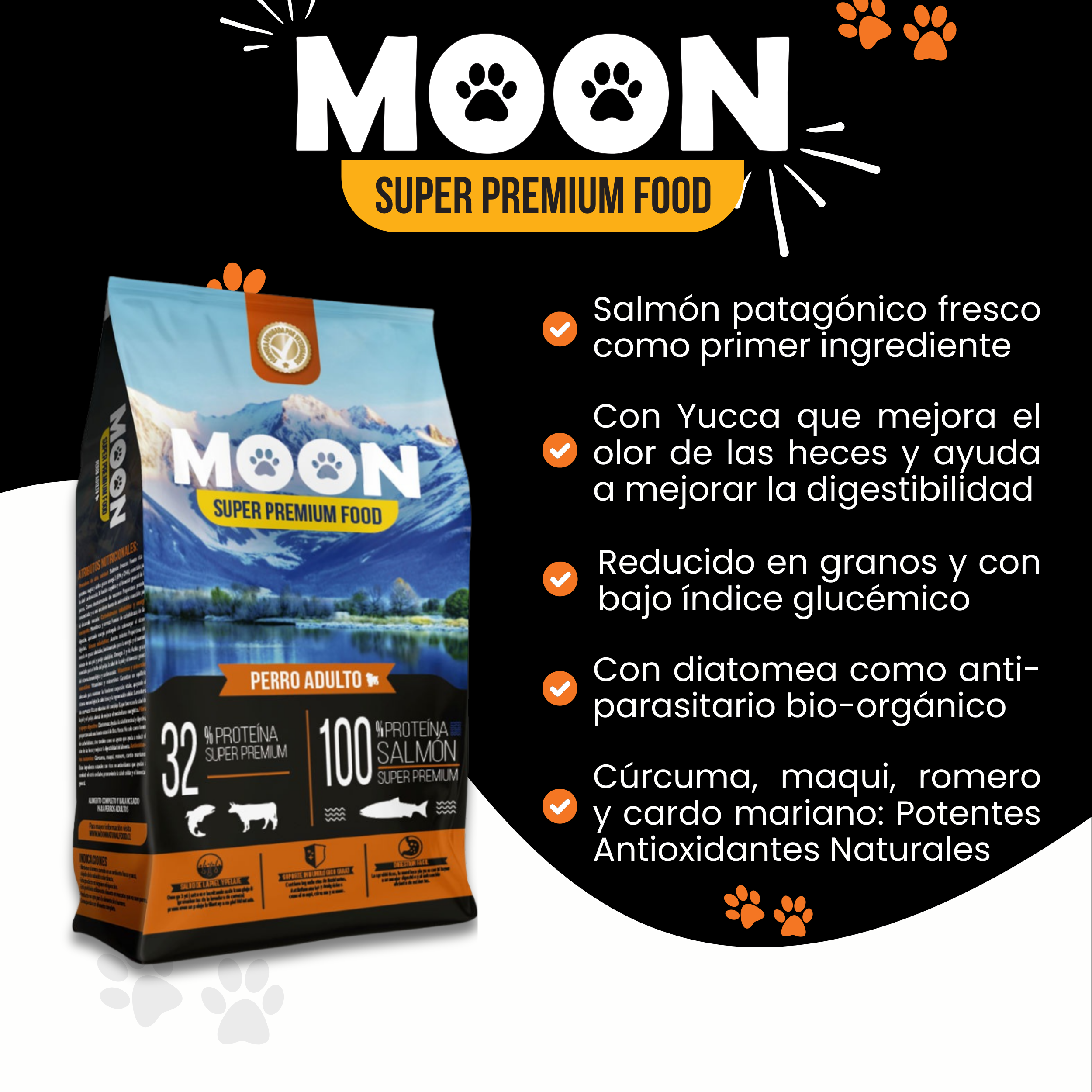 Alimento para perros MOON Salmón – presentación en saco de 3 kg y 12 kg