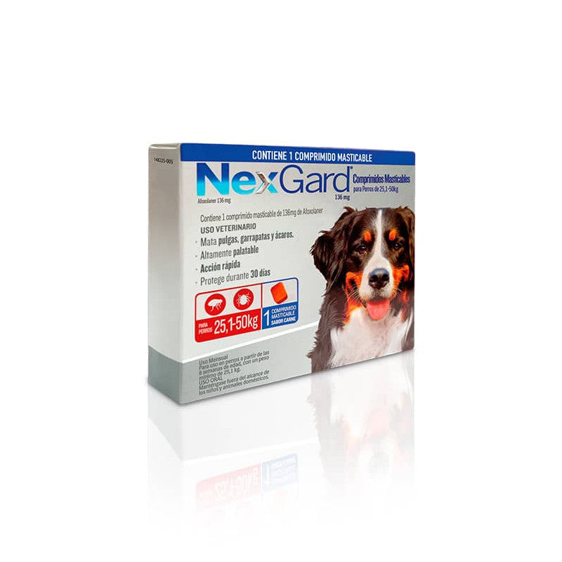 Nexgard 25-50kg - Perro feliz y protegido de pulgas y garrapatas.